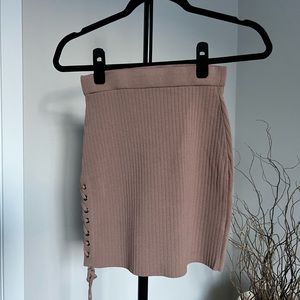 Elegant Tan Mini Skirt with Side Lace-Up Detail